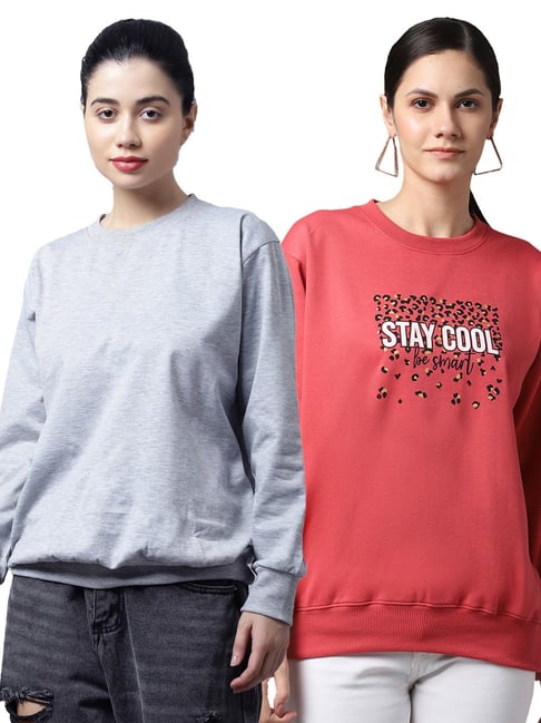 Vimal Jonney Grey & Pink Printed Fleece Pullover - Pack of 2-picture-46