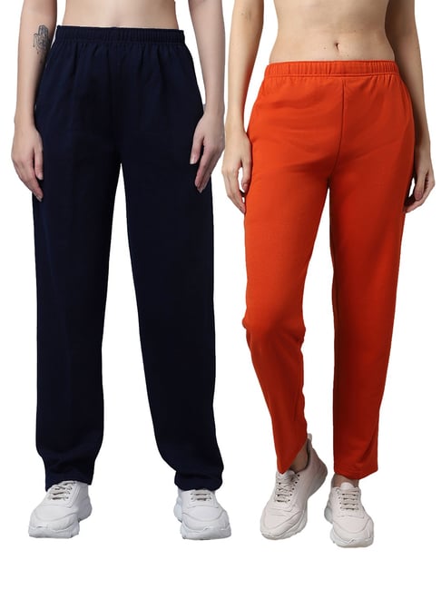 Vimal Jonney Navy & Orange Regular Fit Mid Rise Track Pants - Pack of 2-picture-42