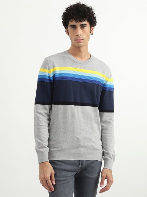 United Colors Of Benetton Multi Cotton Regular Fit Color-Block Sweater