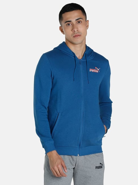 Puma Blue Cotton Slim Fit Hooded Jacket-picture-12