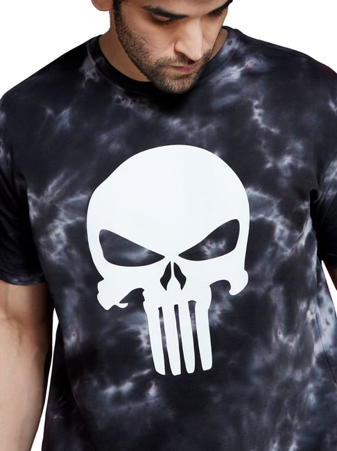 Buy The Souled Store Black Punisher Logo T-Shirt With Shorts for