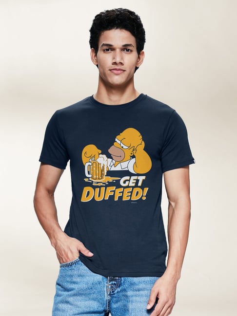 Buy The Souled Store Navy The Simpsons Print Crew T-Shirt for