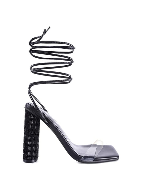 London Rag Women's Diamante Black Gladiator Sandals-picture-17