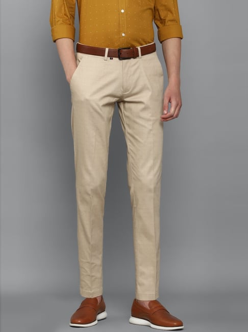 Buy Louis Philippe Beige Cotton Regular Fit Checks Trousers for Mens Online  @ Tata CLiQ