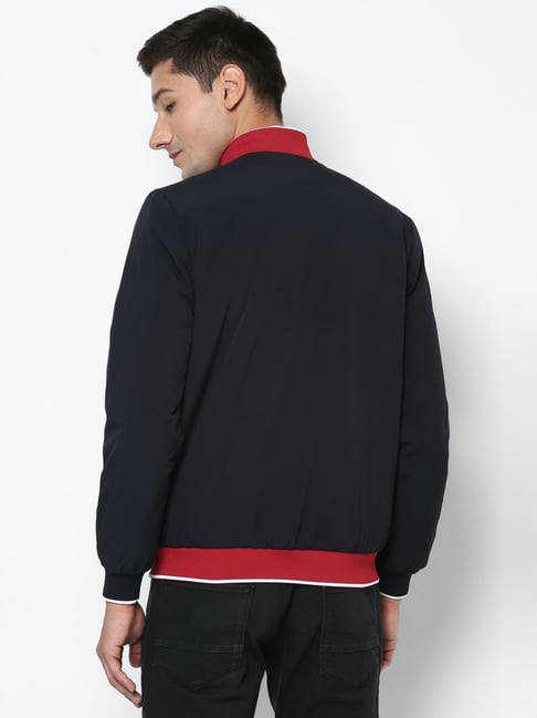 Buy Allen Solly Red Cotton Regular Fit Bomber Jacket for Mens