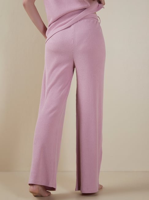 Wunderlove Pink Ribbed Track Pants, 43% OFF