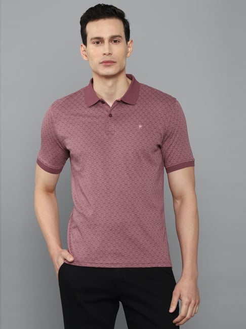 Louis Philippe Maroon Cotton Regular Fit Polo T-Shirt