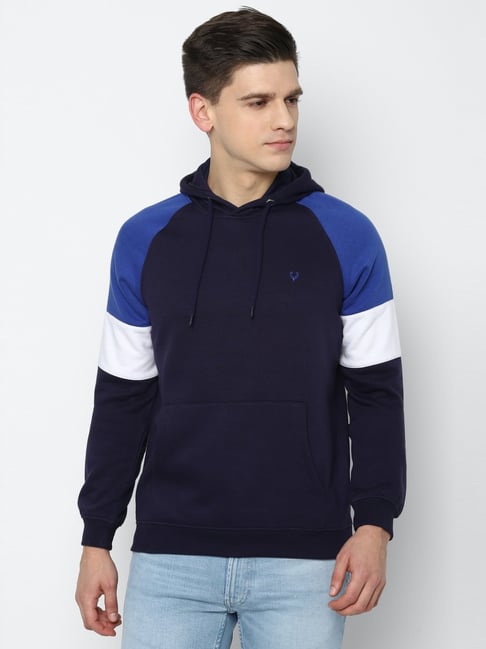 Buy Allen Solly Multi Regular Fit Colour Block Hooded SweatShirt for Mens Online Tata CLiQ