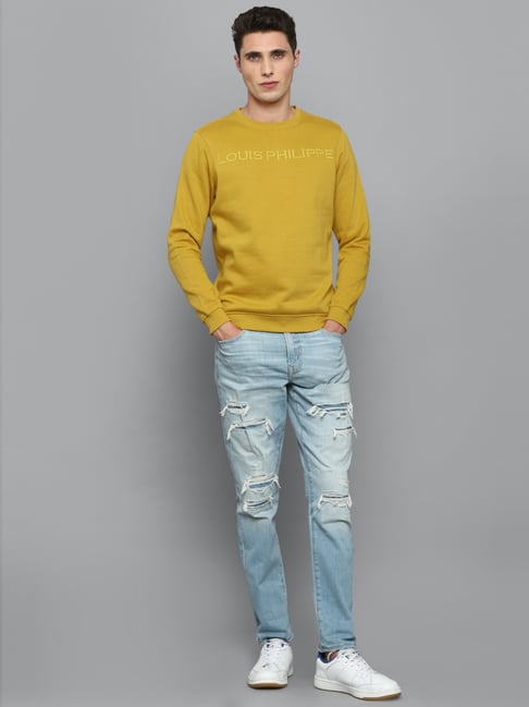 Buy Louis Philippe Jeans Maroon Cotton Printed Hooded SweatShirt