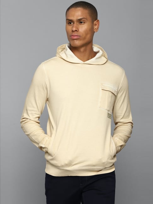 Buy Allen Solly Jeans Yellow Cotton Regular Fit Hooded SweatShirt
