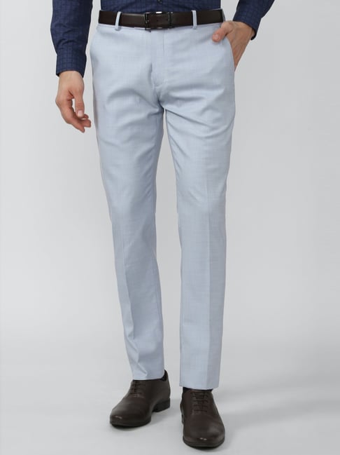 Buy Peter England Men Blue Slim Fit Self Design Formal Trousers  Trousers  for Men 9138355  Myntra