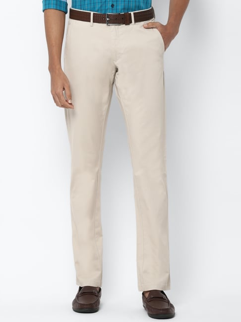 Allen Solly Beige Cotton Slim Fit Trousers