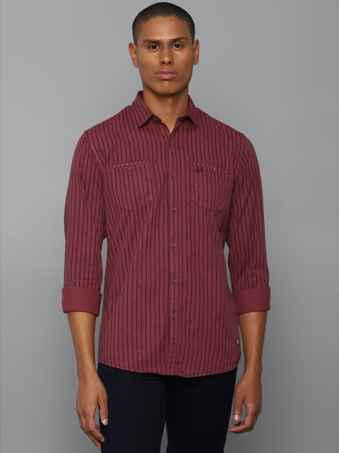 Maroon striped hotsell shirt mens