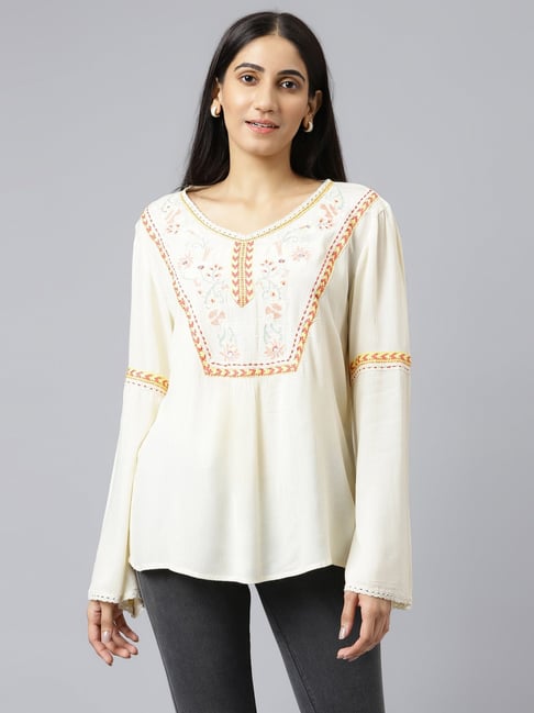 W Off-White Embroidered Tunic