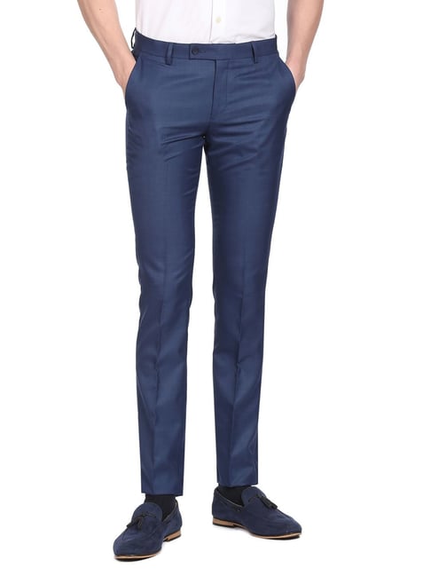 Buy Arrow Men Old Navy Hudson Tailored Fit Smart Flex Formal Trousers Online