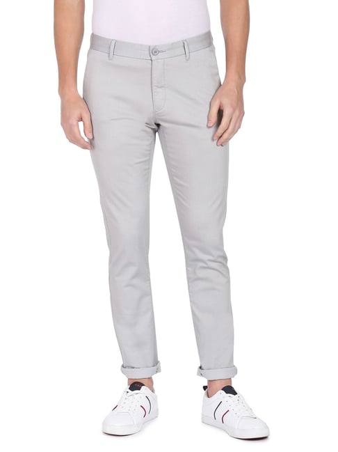 U S Polo Assn U.S. Polo Assn. Light Grey Regular Fit Printed Chinos