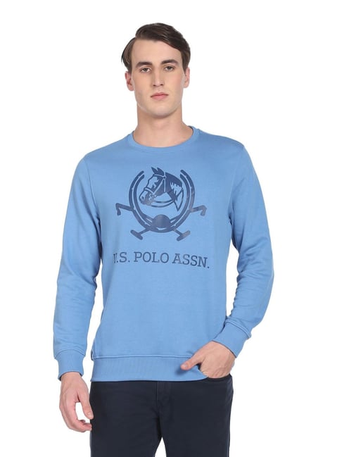 U.S. Polo Assn. Light Blue Cotton Regular Fit Printed SweatShirt-picture-14