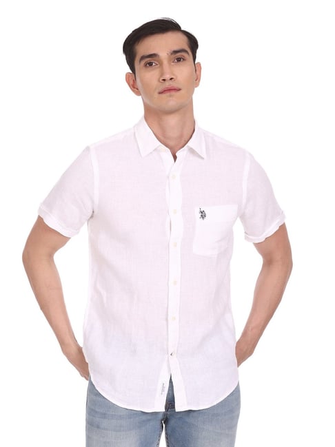 Us polo 2024 white linen shirt