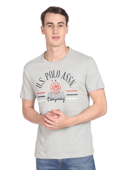 U S Polo Assn U.S. Polo Assn. Grey Regular Fit Printed T-Shirt