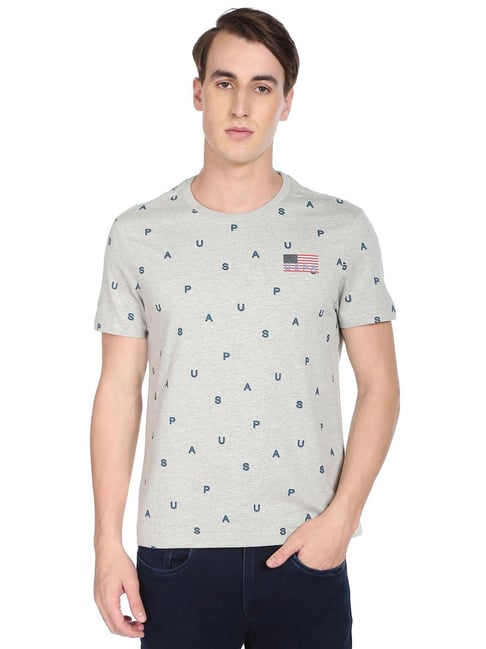 U S Polo Assn U.S. Polo Assn. Grey Regular Fit Printed T-Shirt