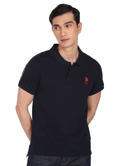 U S Polo Assn U.S. Polo Assn. Navy Cotton Regular Fit Polo T-Shirt