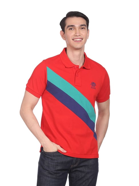 U S Polo Assn U.S. Polo Assn. Red Regular Fit Striped Polo T-Shirt