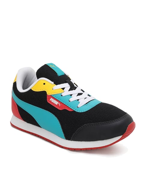 Puma Kids Axel Jr Black Aqua Blue Casual Sneakers