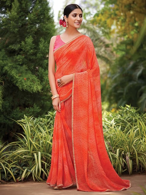 Saree Mall Red Printed Saree With Blouse Price in India