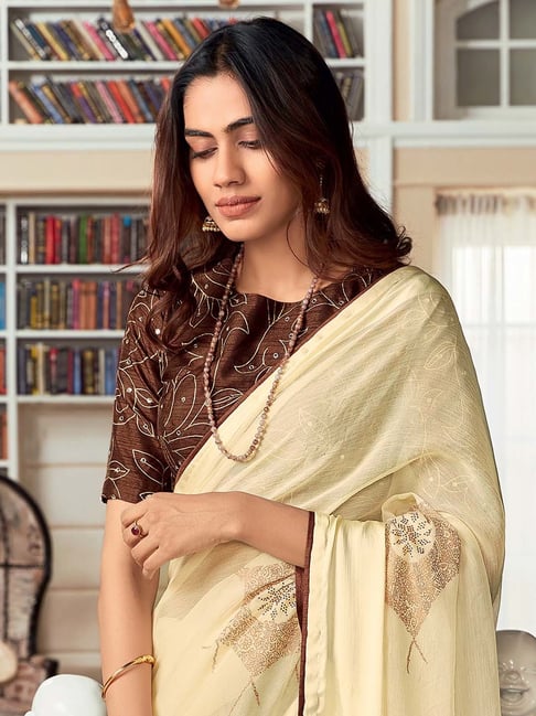 Buy Beige Ombre Inaaya Sequins Saree with Blouse by Designer SAWAN GANDHI  Online at Ogaan.com