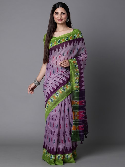 Saree Mall Purple Printed Saree With Blouse Price in India