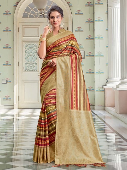 Weaving Satin Multicolor Saree with Blouse - SR24508