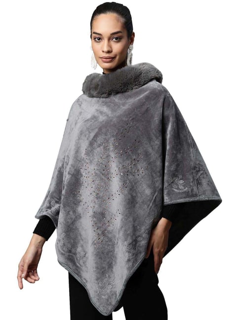 Buy Global Republic Grey Embellished Poncho for Women Online