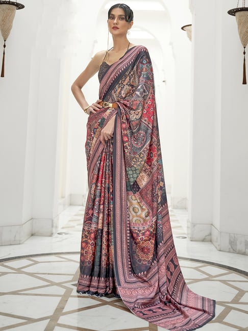 Saree Mall Multicolor Printed Saree With Blouse Price in India