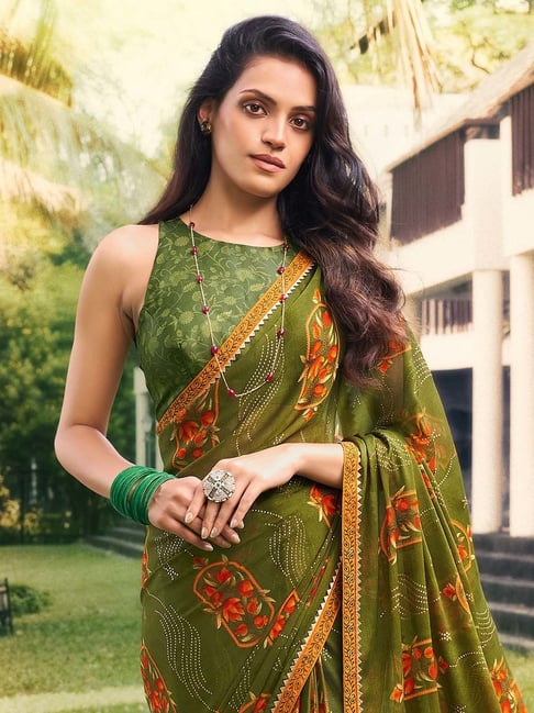 Buy Olive Green Patola Saree online-Karagiri – Karagiri Global