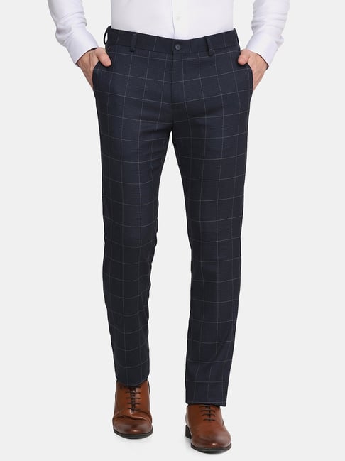 Men's Grey Check Trousers | Casual Trousers | Next
