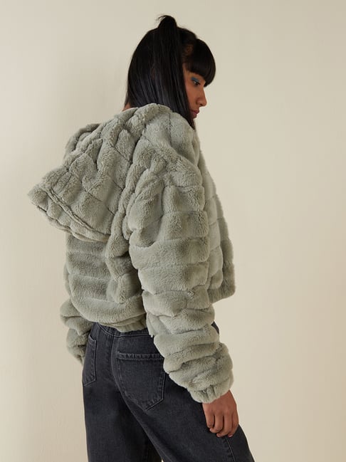 grunge n-2b fur down jacket gray beige BEIGE FAUX FUR JACKET