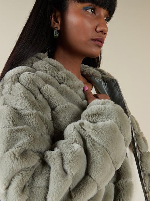 Buy Nuon by Westside Sage Quilted Faux-Fur Jacket for Online