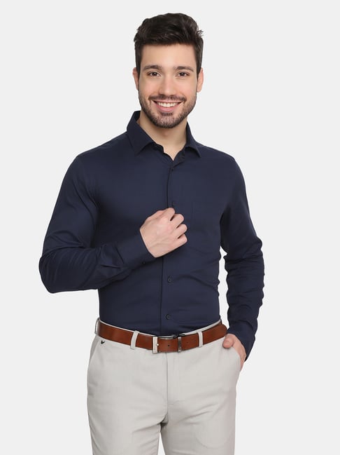 Blackberrys Navy Cotton Slim Fit Shirt