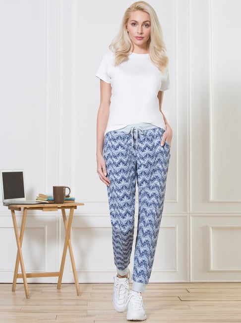 Van Heusen Blue Cotton Printed Joggers-picture-16