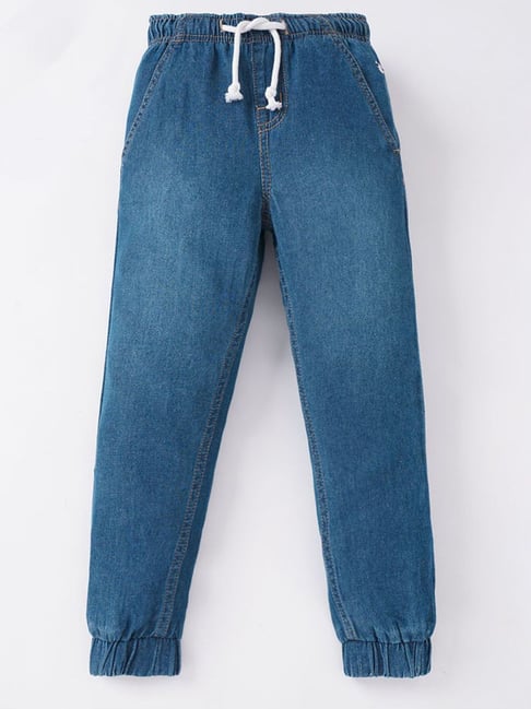 Ed-a-Mamma Kids Blue Cotton Regular Fit Jogger