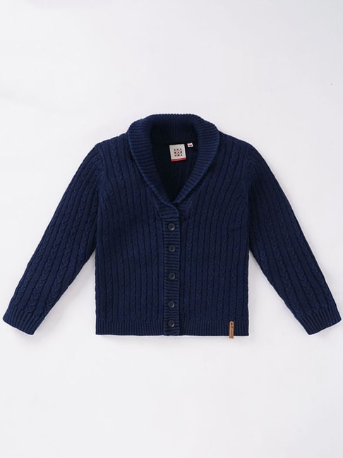 Ed-a-Mamma Kids Navy Cotton Regular Fit Full Sleeves Sweater