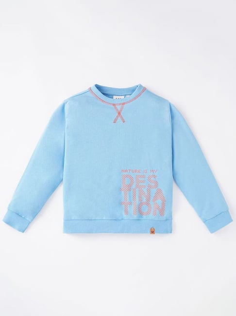 Ed-a-Mamma Kids Blue Cotton Printed Full Sleeves Sweatshirt