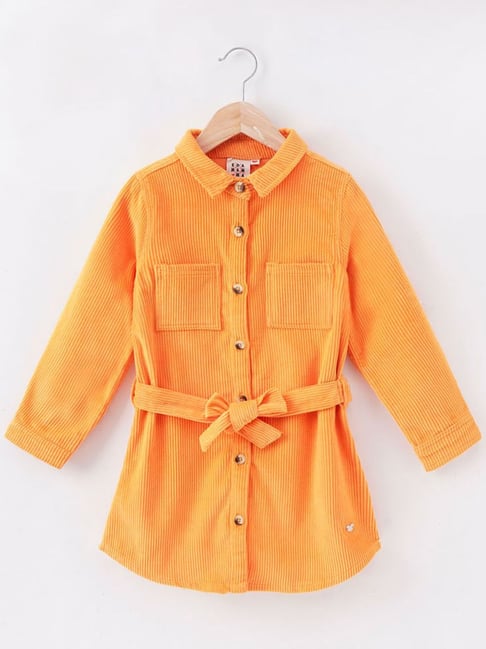 Ed-a-Mamma Kids Orange Cotton Self Full Sleeves Jacket-image-10