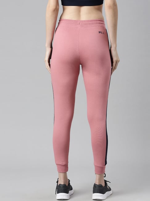 Buy Fila Pink Cotton Logo Printed Joggers for Women Online @ Tata CLiQ