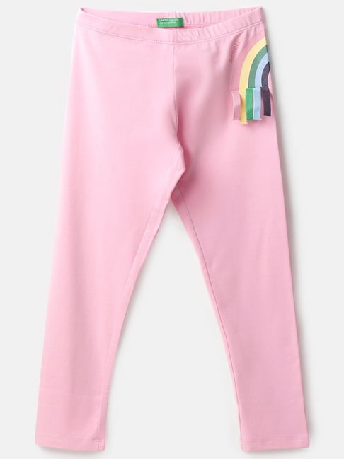 United Colors of Benetton Kids Pink Cotton Printed Leggings