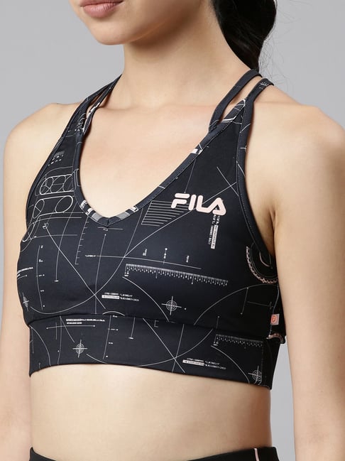 Buy Fila Black Geometric Print Sports Bra for Women Online @ Tata CLiQ  Luxury
