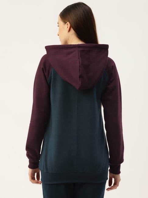 BRINNS Teal Burgundy Color Block Hoodie