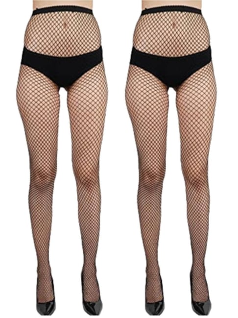 Buy Secrets By ZeroKaata Women Solid Black Opaque Pantyhose Stockings online