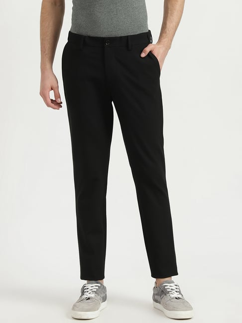 United Colors of Benetton Black Slim Fit Flat Front Trousers