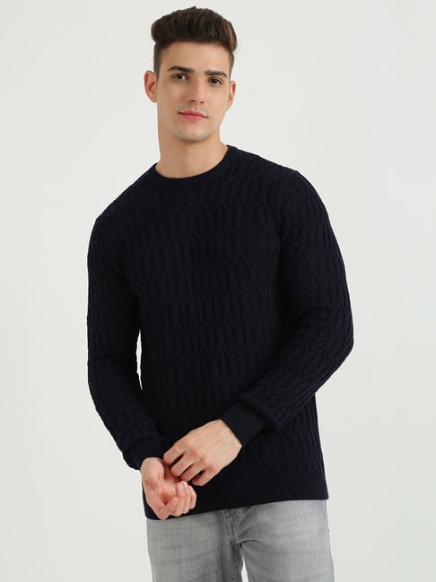 United Colors of Benetton Navy Self Design Sweater